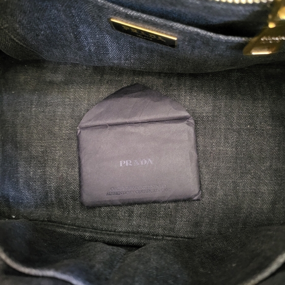 🔥Prada Canapa Logo Nero Denim tote. - Picture 8 of 15